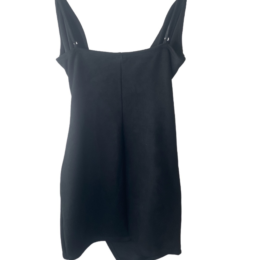 Iris Black Faux Suede Mini Dress - Picture 2 of 6
